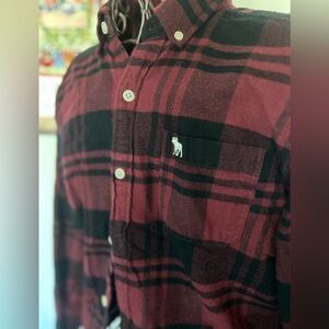 Abercrombie Kids Red and Black Checkered Flannel Shirt